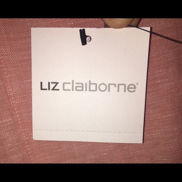 Liz Claiborne Linen Tunic Shirt Rose Dawn White L - Picture 5 of 6